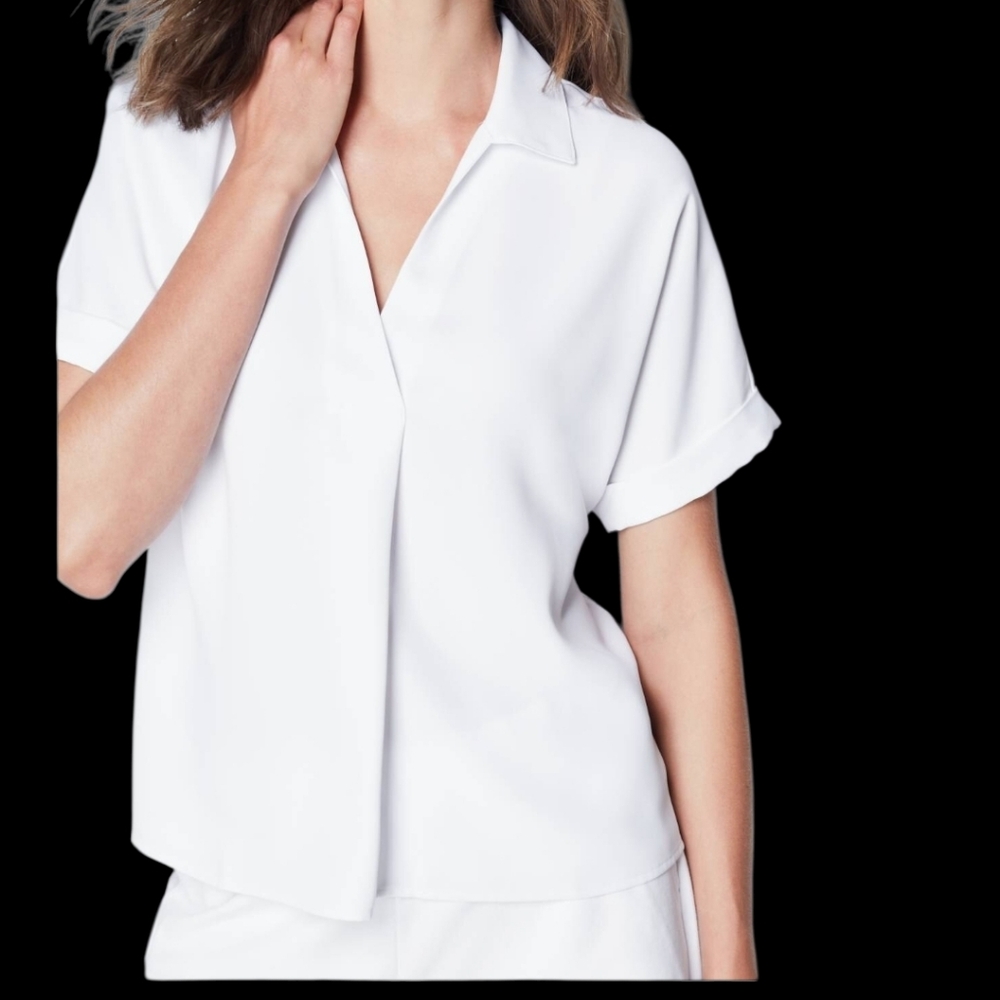 J. Jill Wear- Ever Easy Care Buyyon Back Top. Short Sleeve With Cuff. Size M